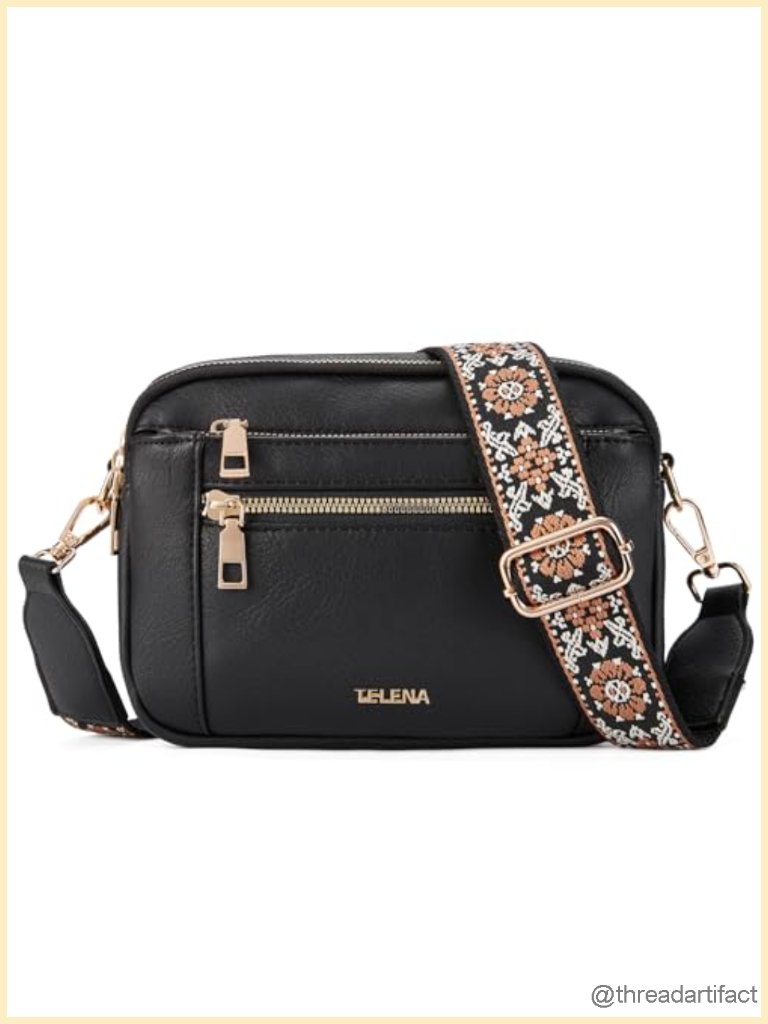 Vegan Leather Crossbody Bag With Adjustable Wide Strap